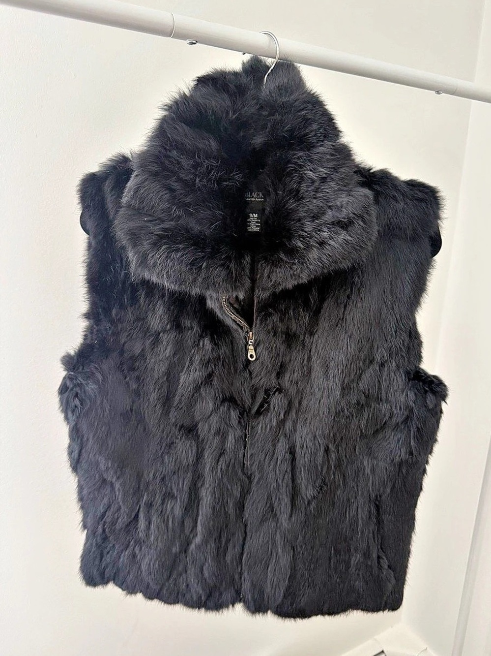Vintage BLACK Saks Fifth Avenue Fur Vest in Small